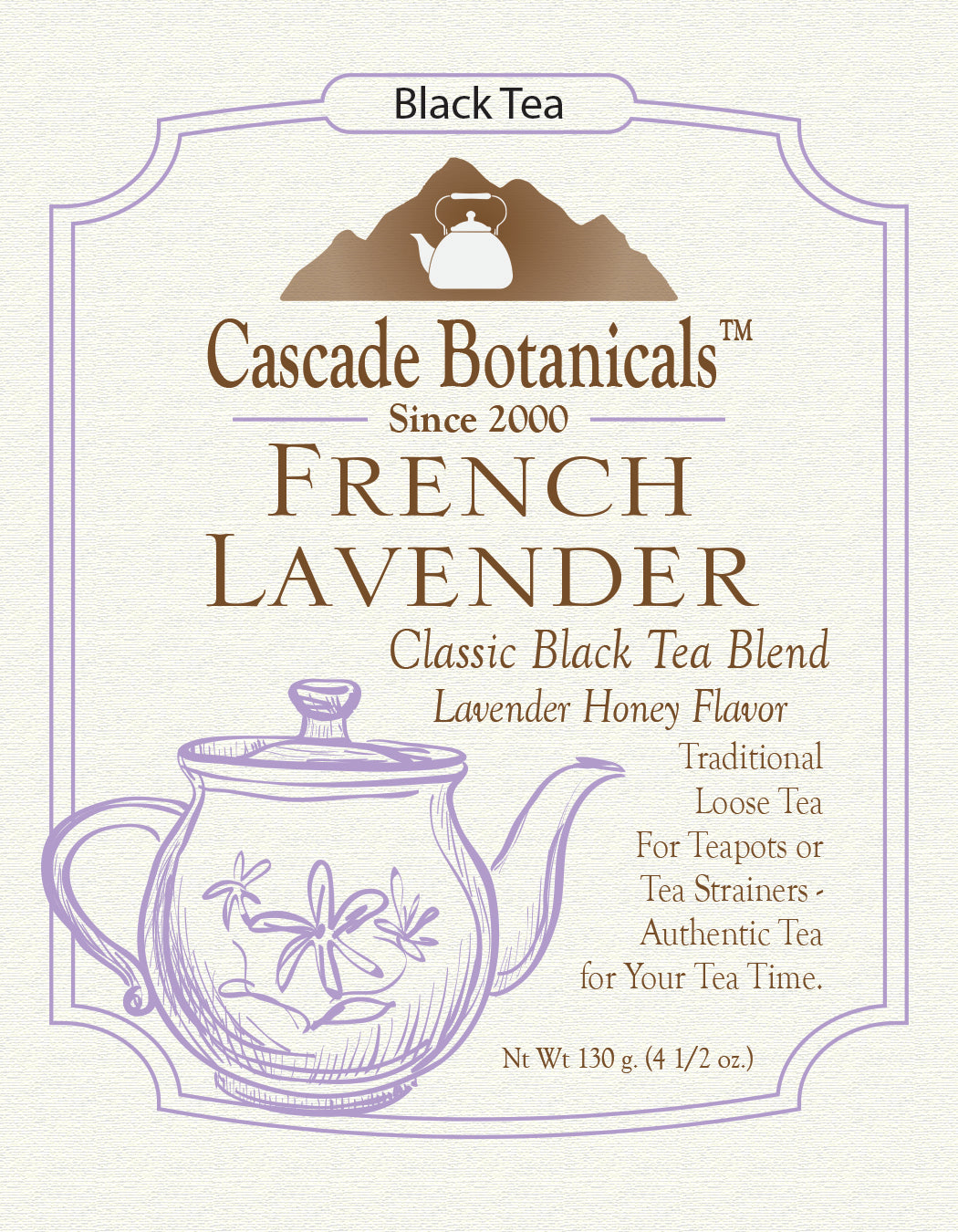Black Tea, French Lavender, Loose Leaf, 4 1/2 oz.