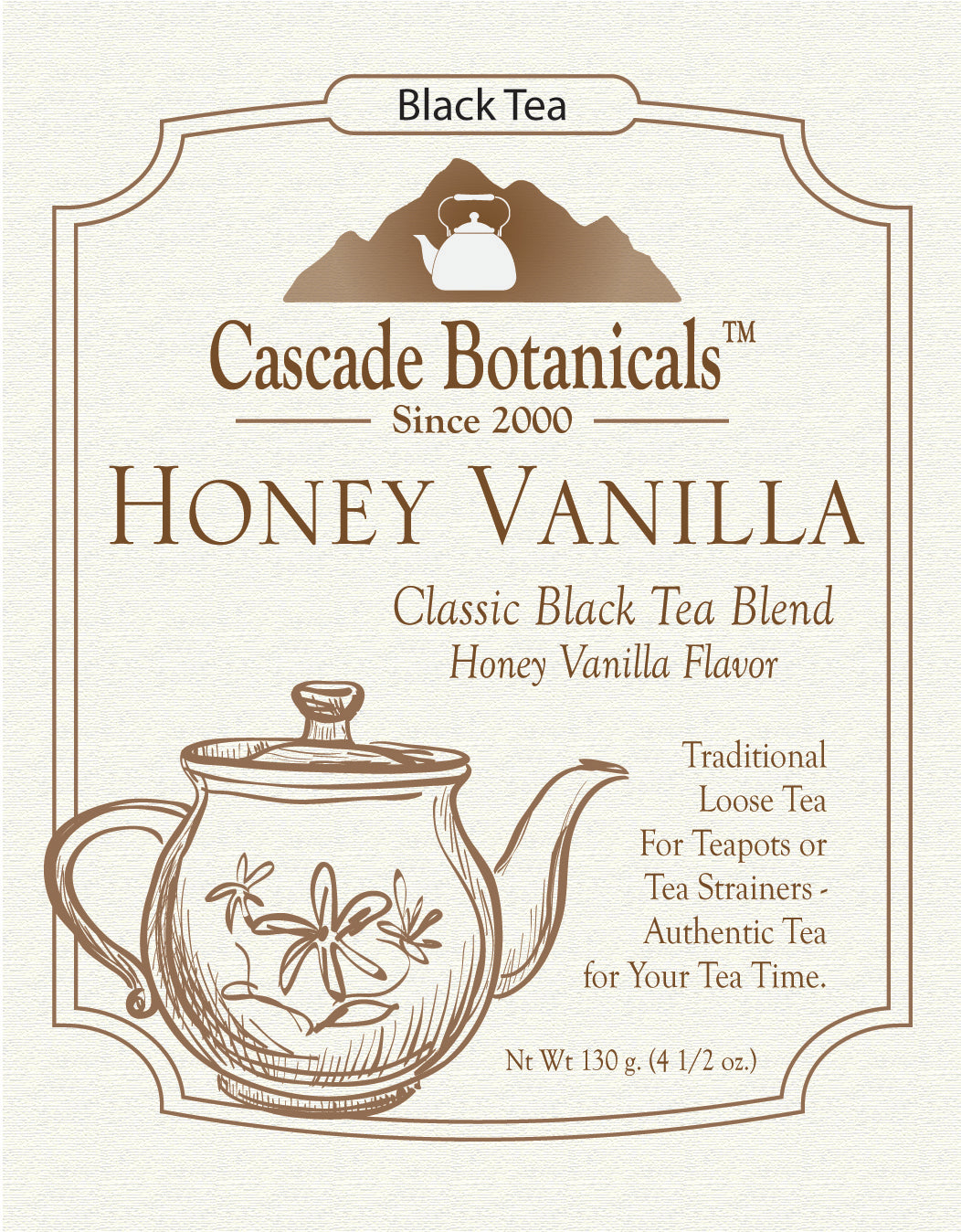 Black Tea, Honey Vanilla, Loose Leaf, 4 1/2 oz.