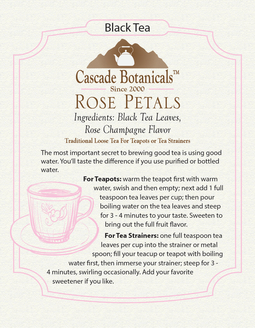 Black Tea, Rose Petals, Loose Leaf, 4 1/2 oz.