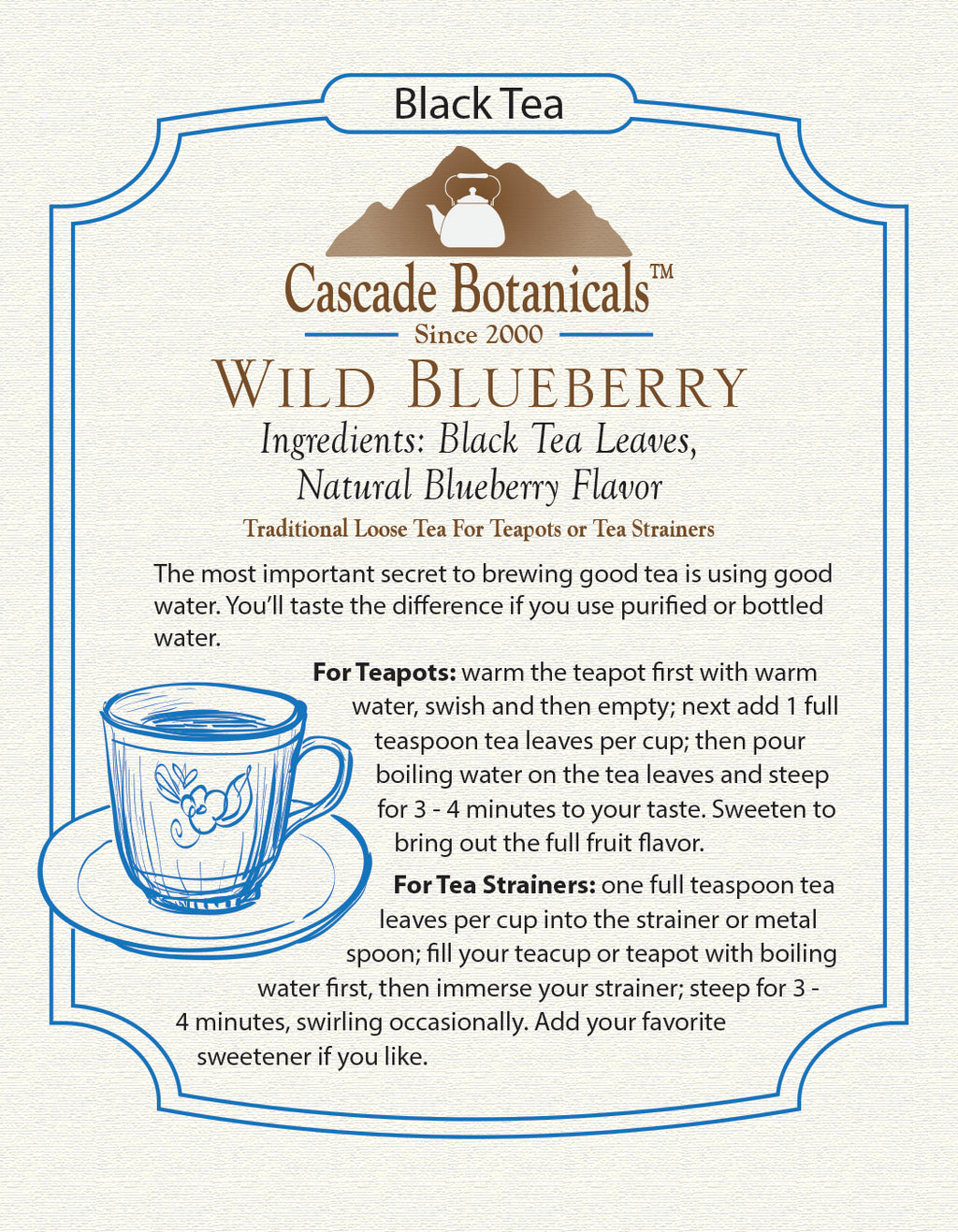Black Tea, Wild Blueberry, Loose Leaf, 4 1/2 oz.