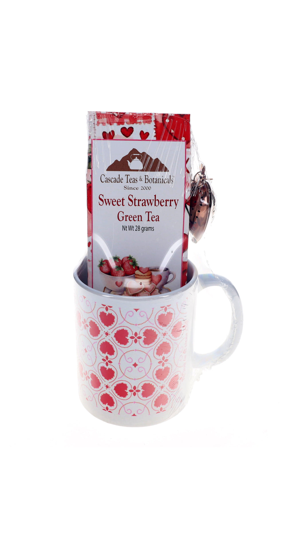 Valentine's Day Tea Mug Gift Set, Sweet Strawberry Green Tea💖